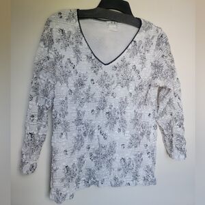 Black and White Lace & Lined Floral Top